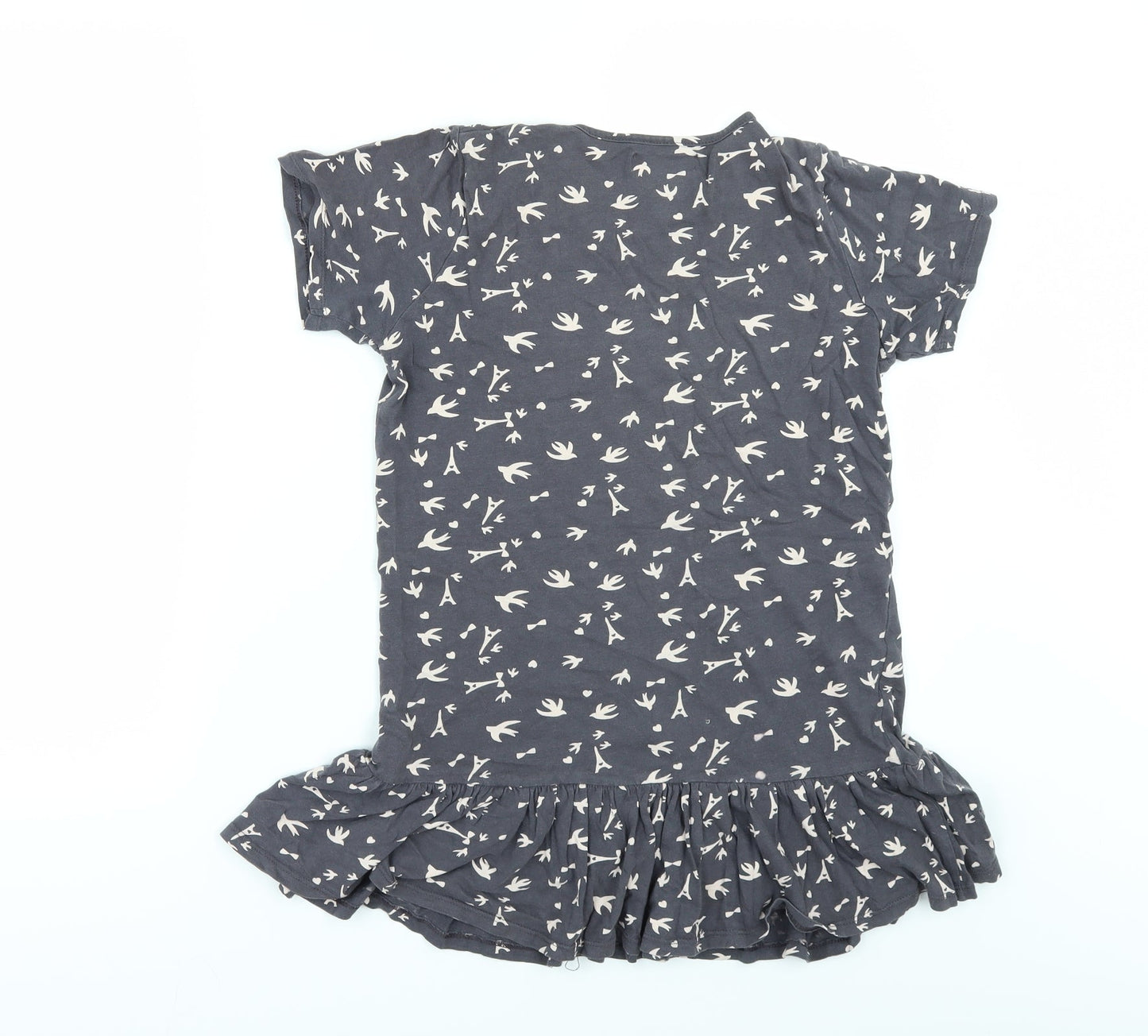 La Redoute Girls Grey Geometric  T-Shirt Dress  Size 10 Years