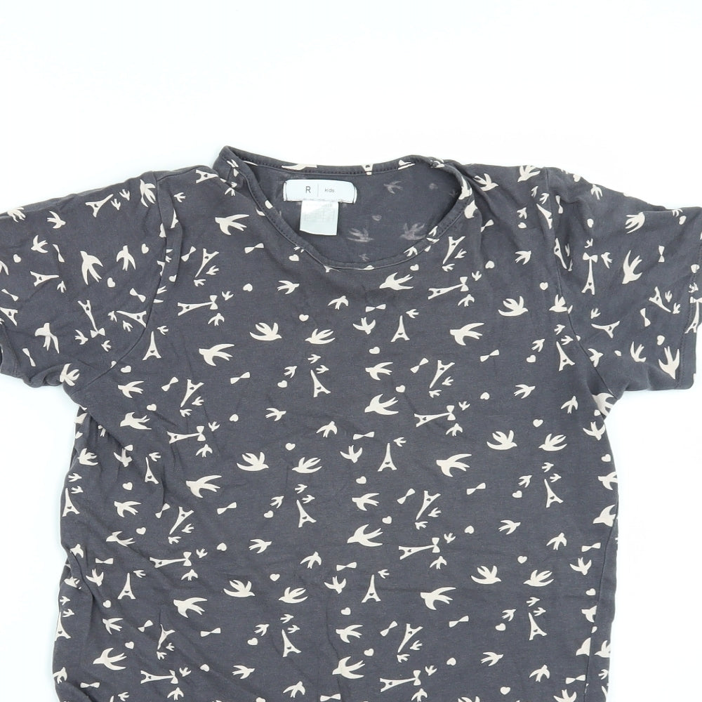 La Redoute Girls Grey Geometric  T-Shirt Dress  Size 10 Years