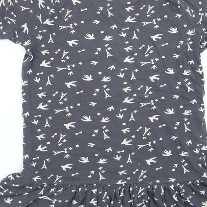La Redoute Girls Grey Geometric  T-Shirt Dress  Size 10 Years