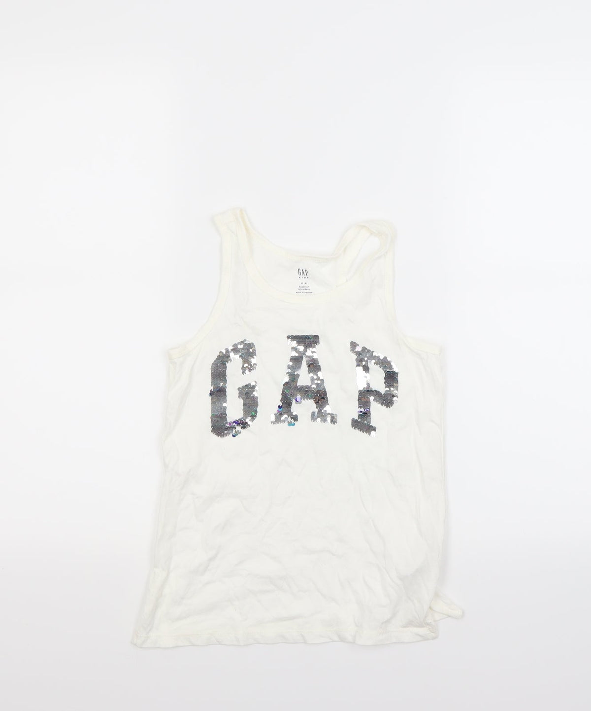 Additional front view of Gap girls’ white basic tank, size 8, years