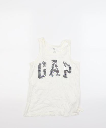 Additional front view of Gap girls’ white basic tank, size 8, years