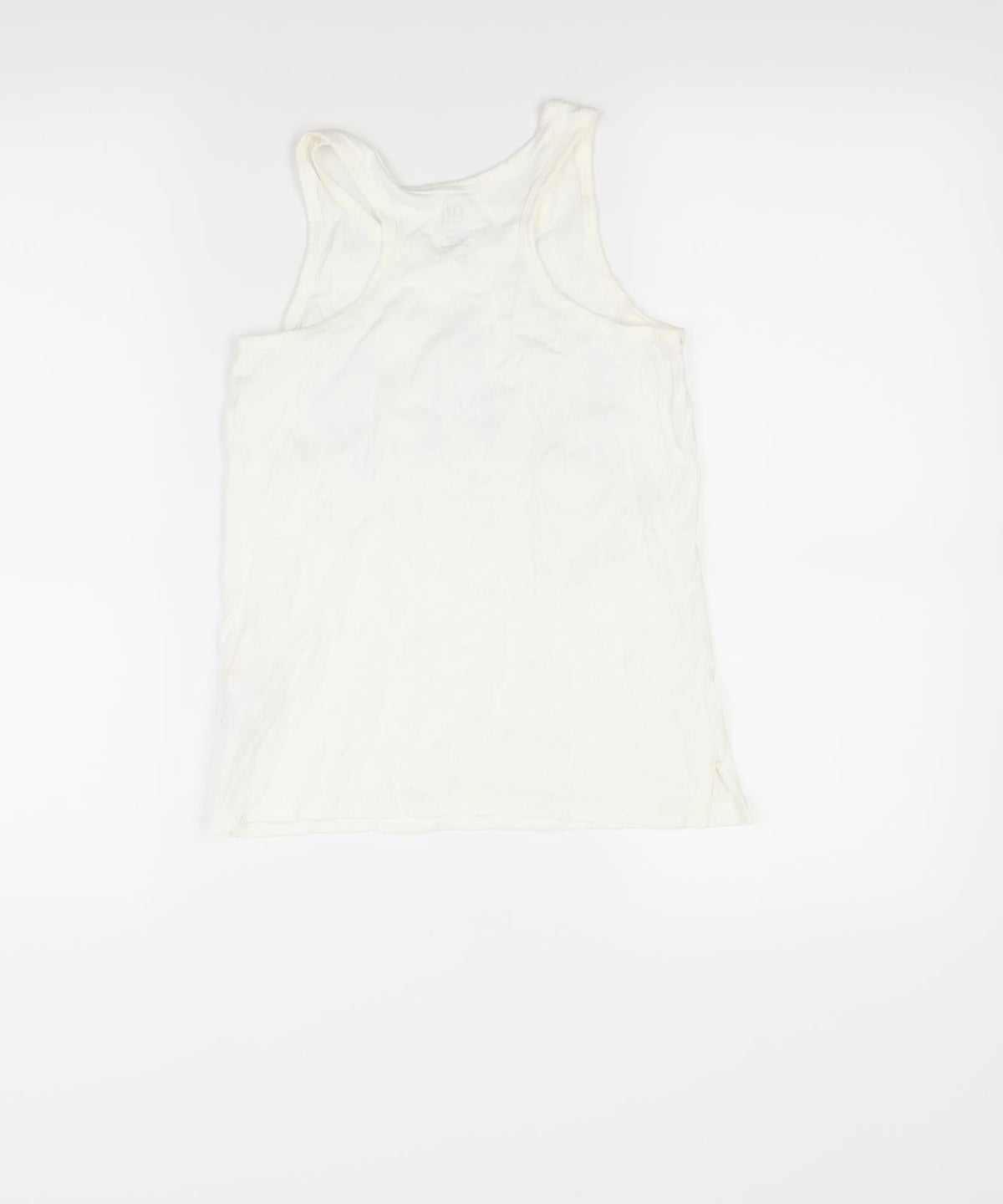 Back view of Gap girls’ white basic tank, size 8, years
