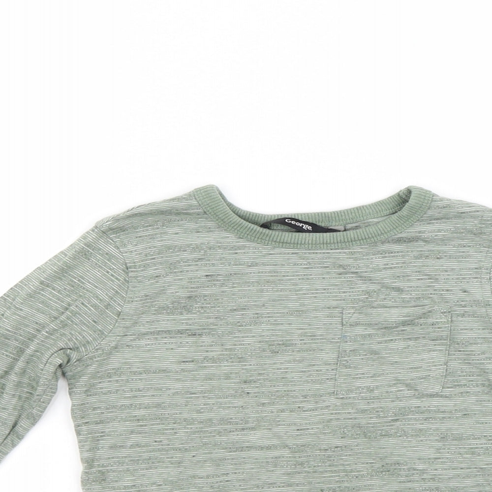 Close-up detail of George boys’ green pullover sweatshirt, size 2-3, years