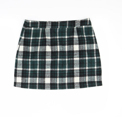 George Womens Green Check Fleece Maxi Skirt Size M