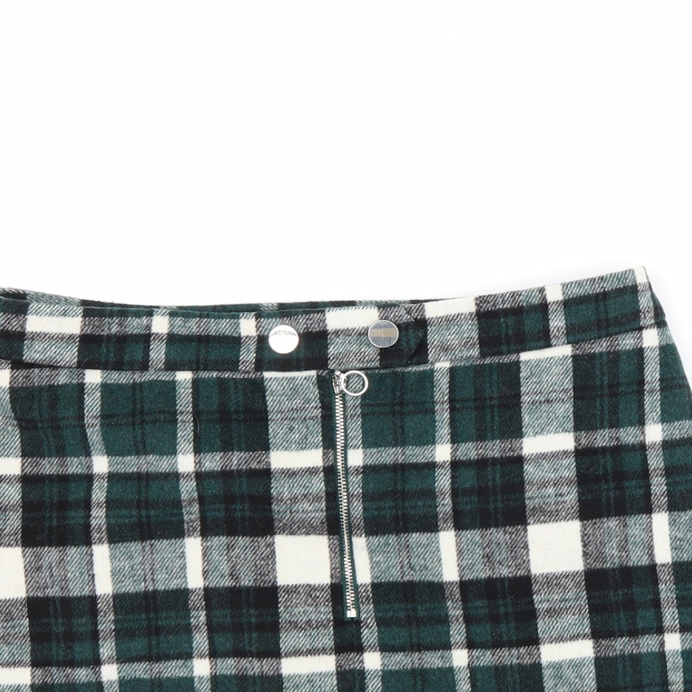 George Womens Green Check Fleece Maxi Skirt Size M