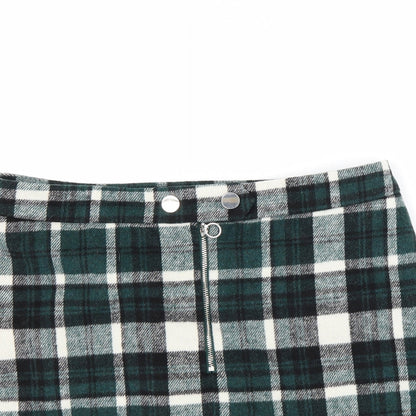 George Womens Green Check Fleece Maxi Skirt Size M