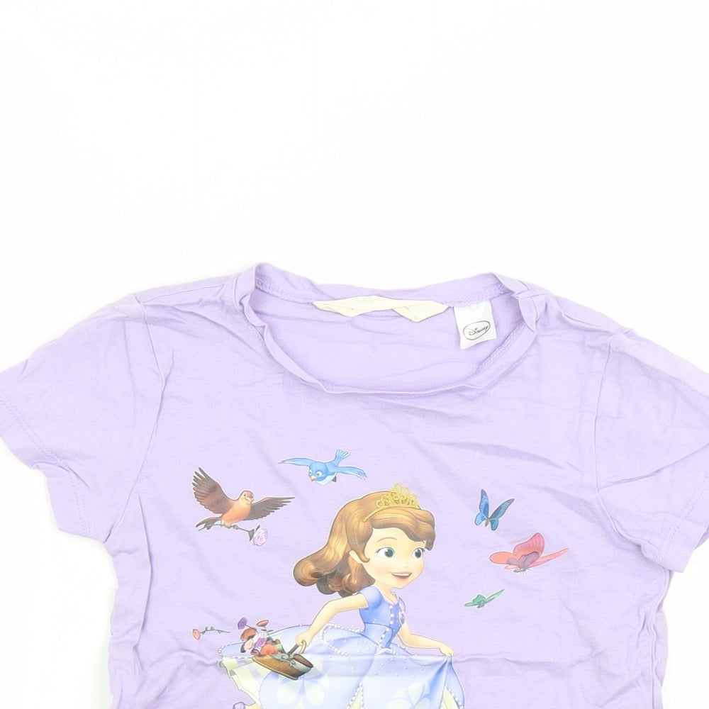 H&M Girls Purple   Basic T-Shirt Size 5 Years  - Frozen