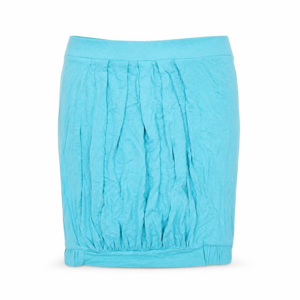 Front view of Pattyboutik women’s blue jersey basic t-shirt, size M