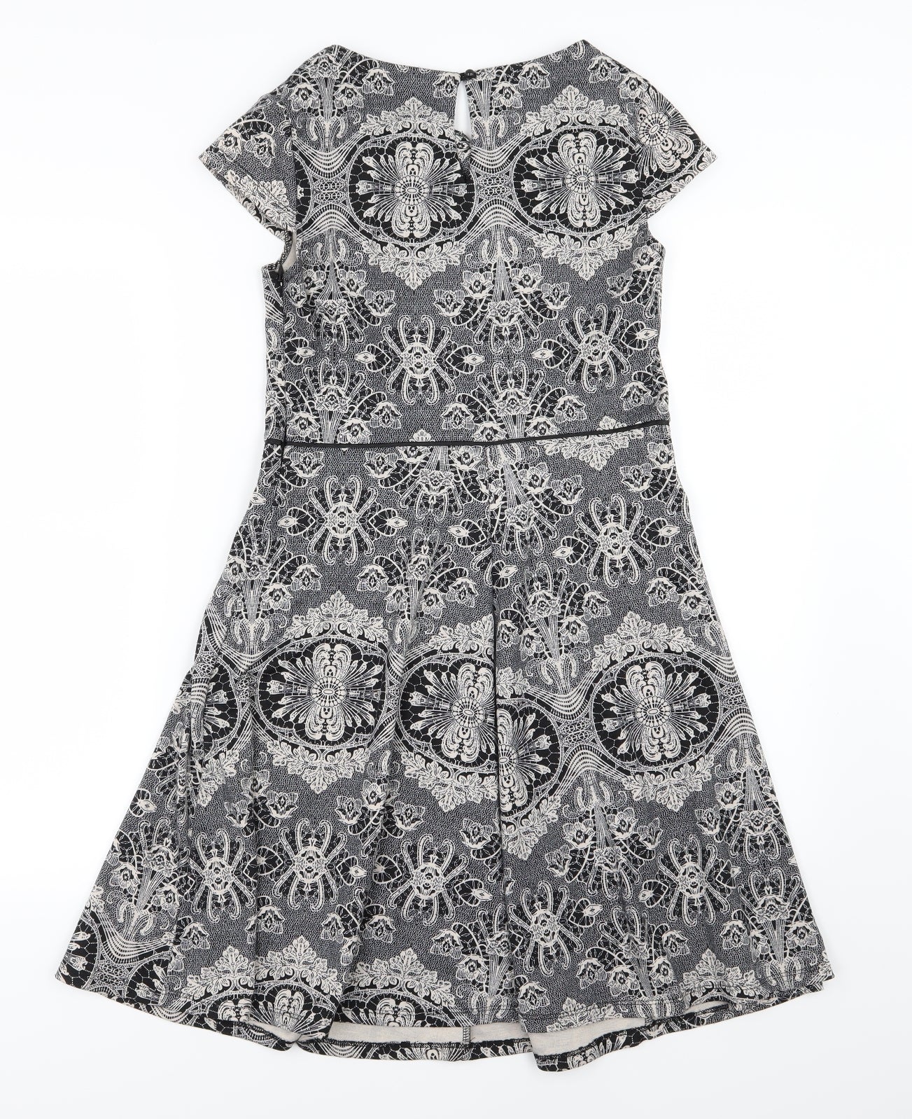Dorothy Perkins Womens Grey Floral  Skater Dress  Size 8