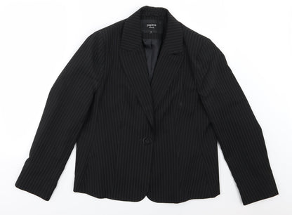 Papaya Womens Black Striped Rayon Jacket Suit Jacket Size 18