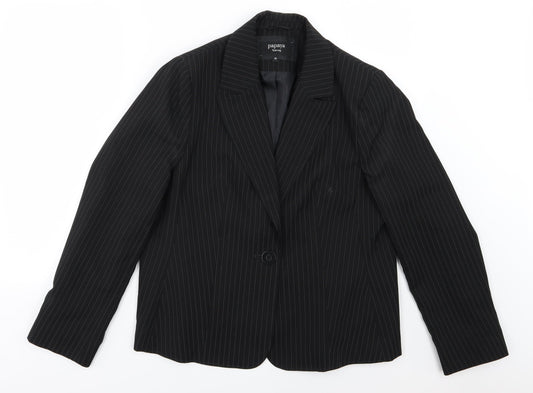 Papaya Womens Black Striped Rayon Jacket Suit Jacket Size 18
