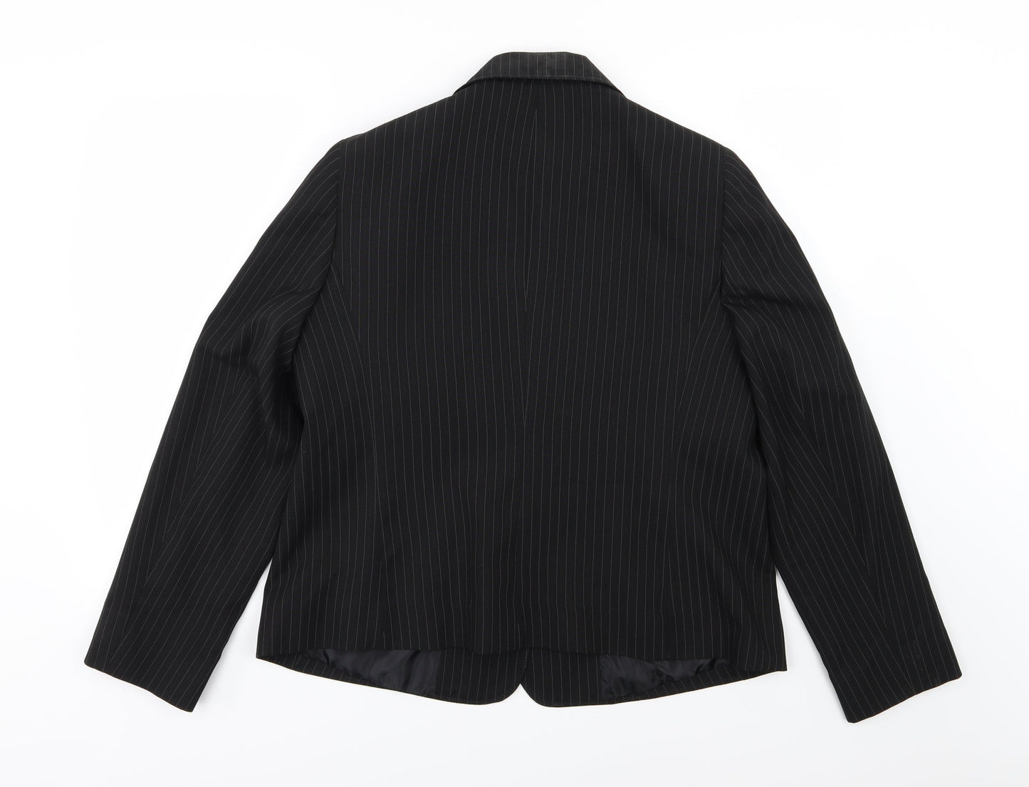 Papaya Womens Black Striped Rayon Jacket Suit Jacket Size 18