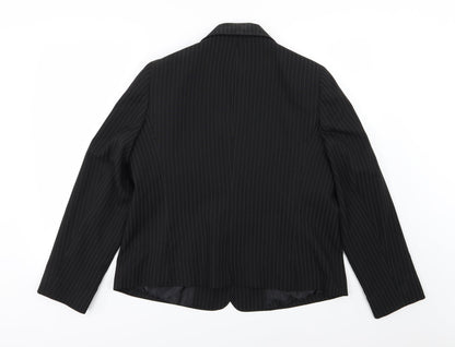 Papaya Womens Black Striped Rayon Jacket Suit Jacket Size 18