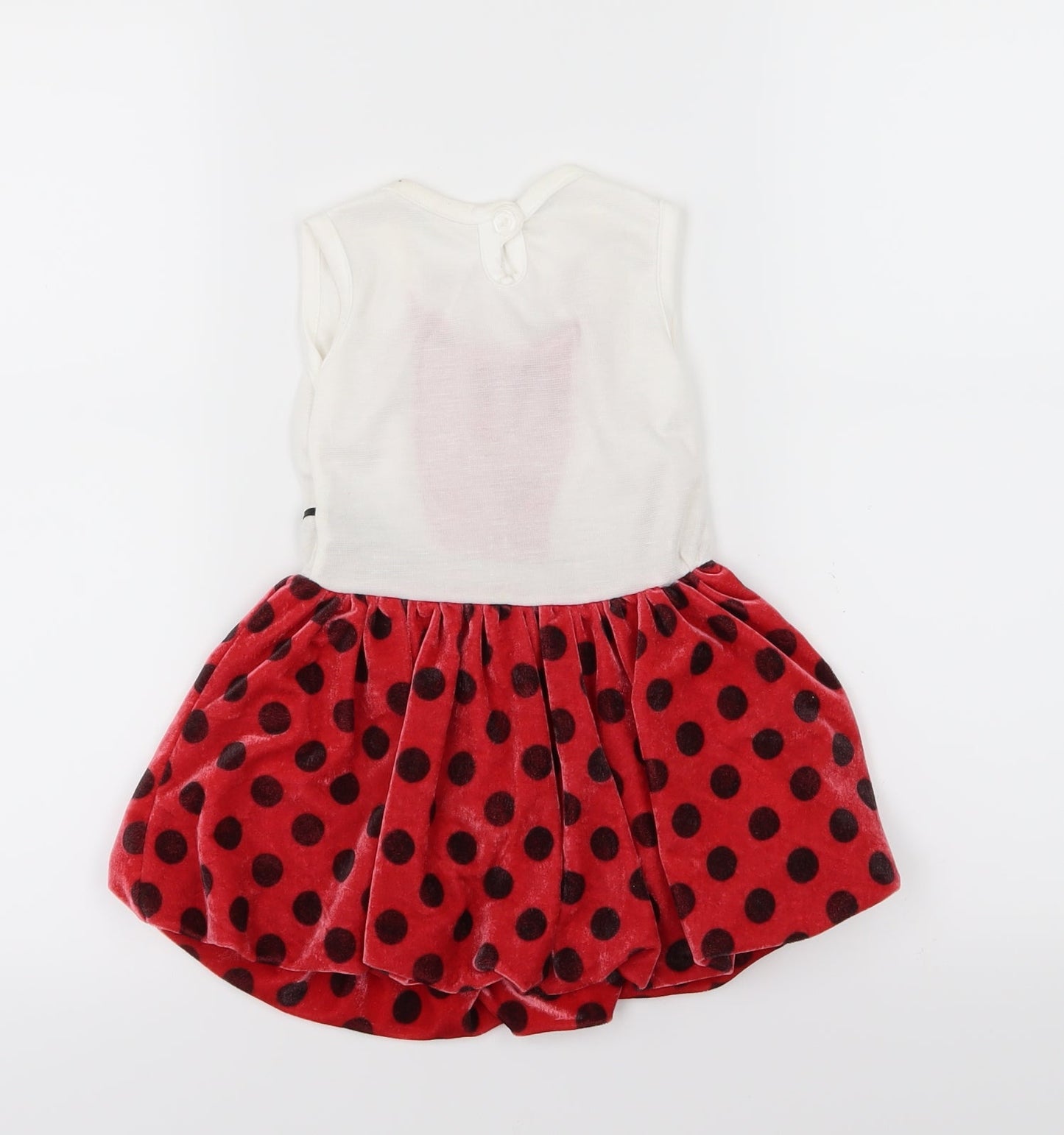 Seram Girls Red Polka Dot Velour Skater Dress  Size 18-24 Months