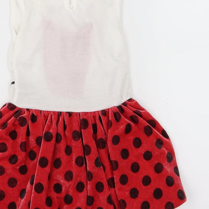 Seram Girls Red Polka Dot Velour Skater Dress  Size 18-24 Months