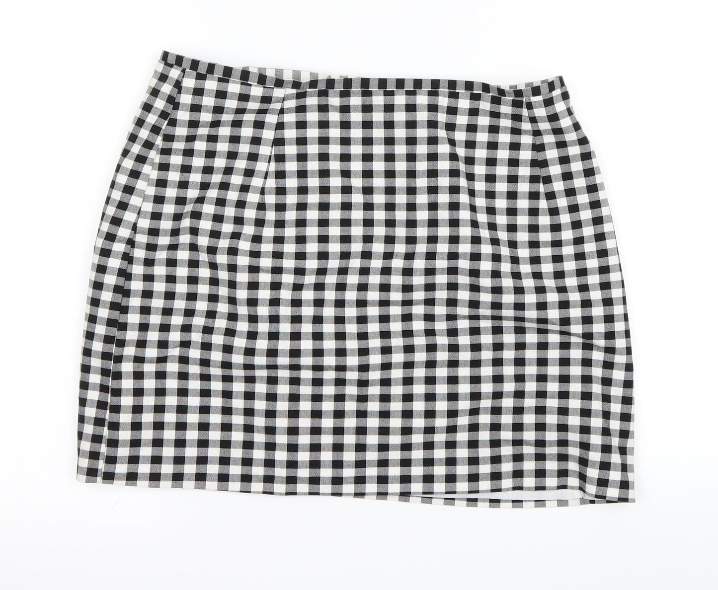 New Look Womens White Check  A-Line Skirt Size 12