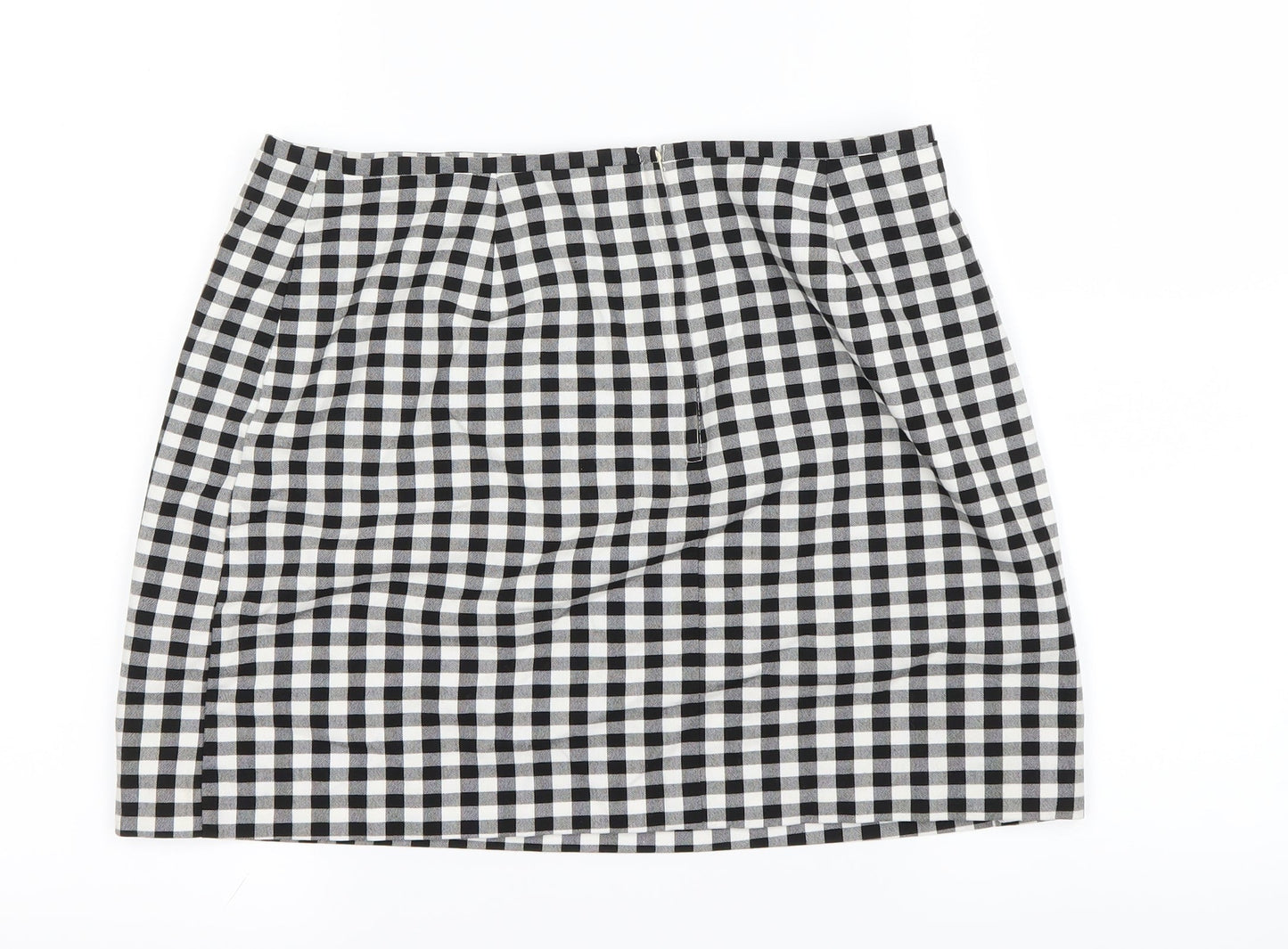 New Look Womens White Check  A-Line Skirt Size 12