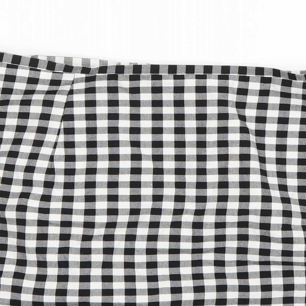New Look Womens White Check  A-Line Skirt Size 12
