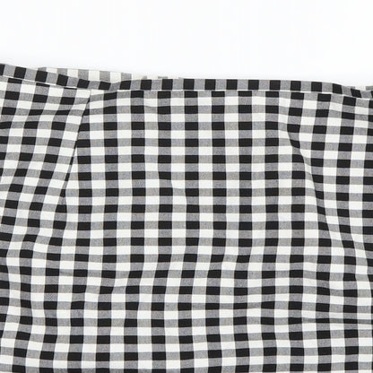 New Look Womens White Check  A-Line Skirt Size 12