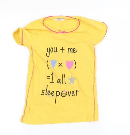 pink avenue  Girls Yellow   Basic T-Shirt Size 6 Years