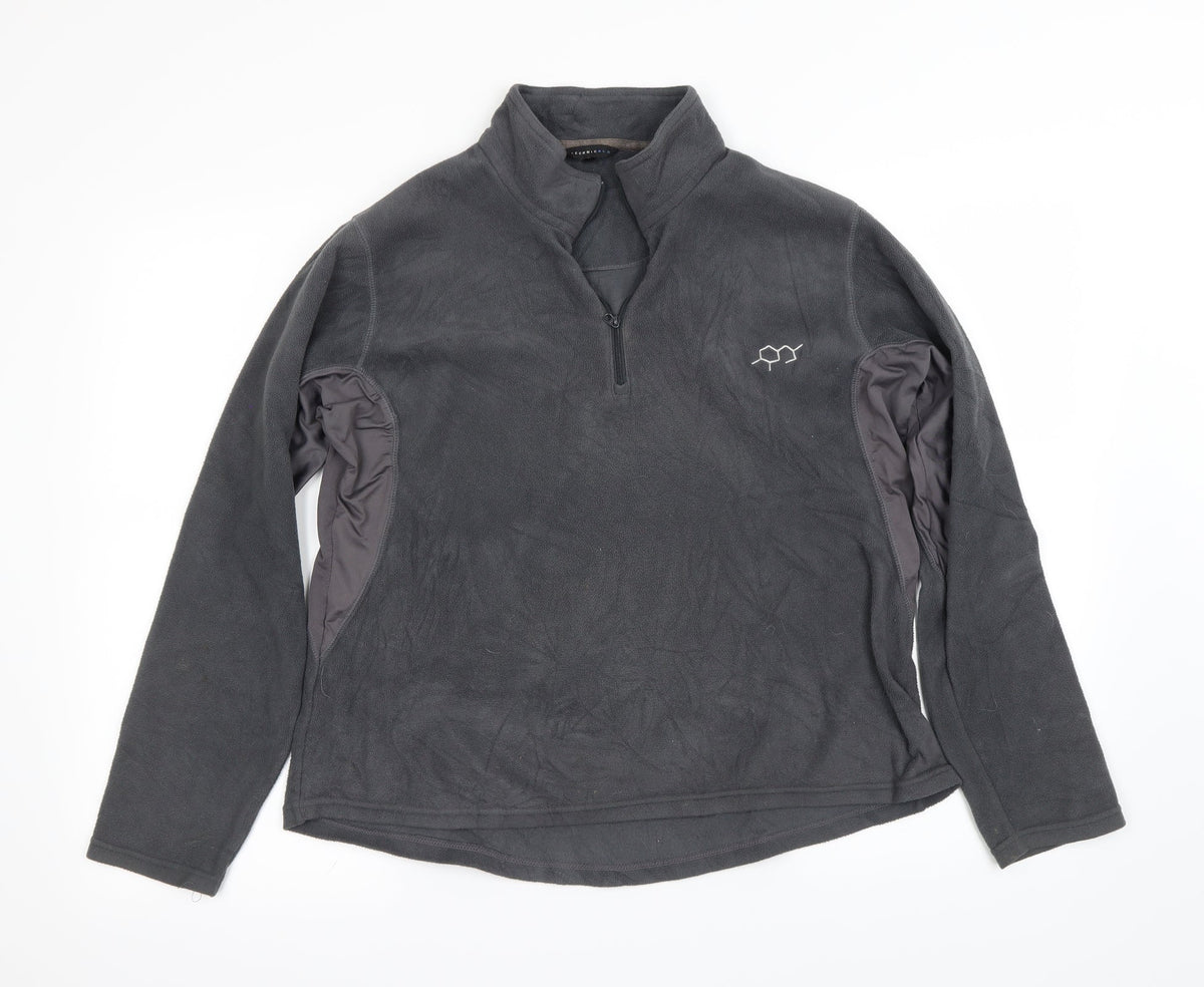 Additional front view of tecnicals women’s grey henley jumper, size UK 16