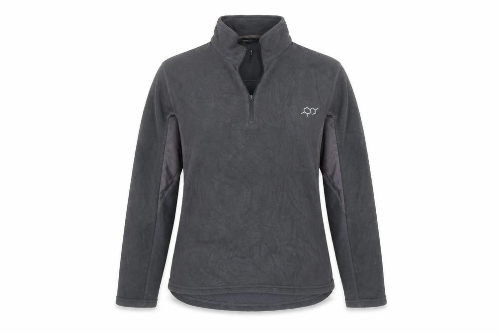 Front view of tecnicals women’s grey henley jumper, size UK 16