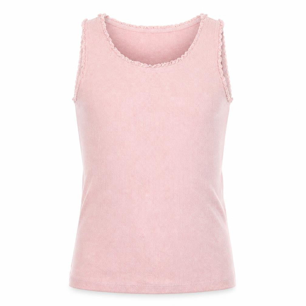 Front view of Next girls’ pink basic tank, size 12, years