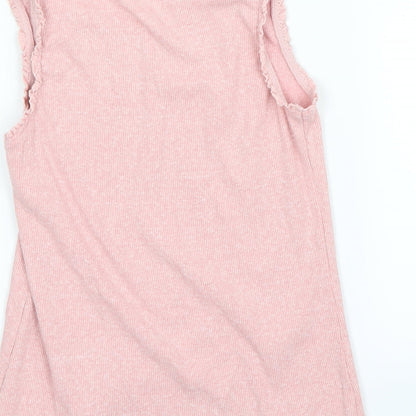 Brand and care label for Next girls’ pink basic tank, size 12, years