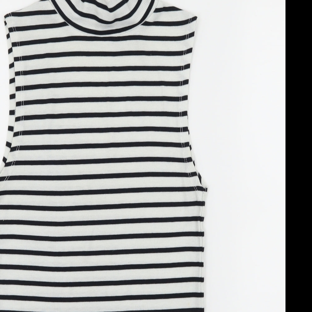 Atmosphere Womens White Striped Jersey Basic Tank Size 6