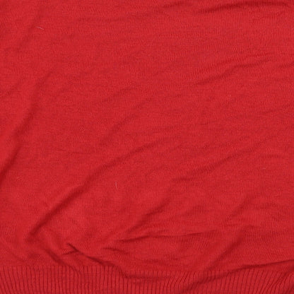 George Mens Red  Knit Pullover Jumper Size L  - Santa Ho Ho Ho