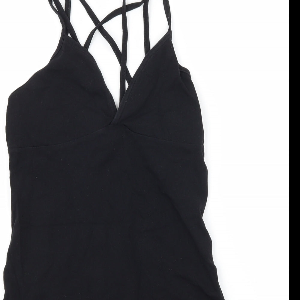 Miss Selfridge Womens Black  Jersey Bodysuit One-Piece Size 6  - Strappy