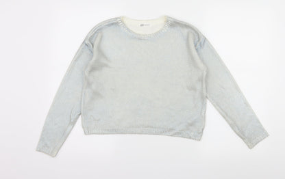 H&M Girls Blue  Knit Pullover Jumper Size 11-12 Years