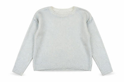 Front view of H&M girls’ blue knit jumper, size 11-12, years