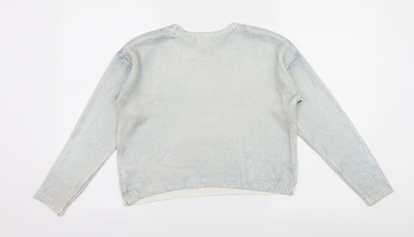 H&M Girls Blue  Knit Pullover Jumper Size 11-12 Years