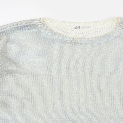 H&M Girls Blue  Knit Pullover Jumper Size 11-12 Years
