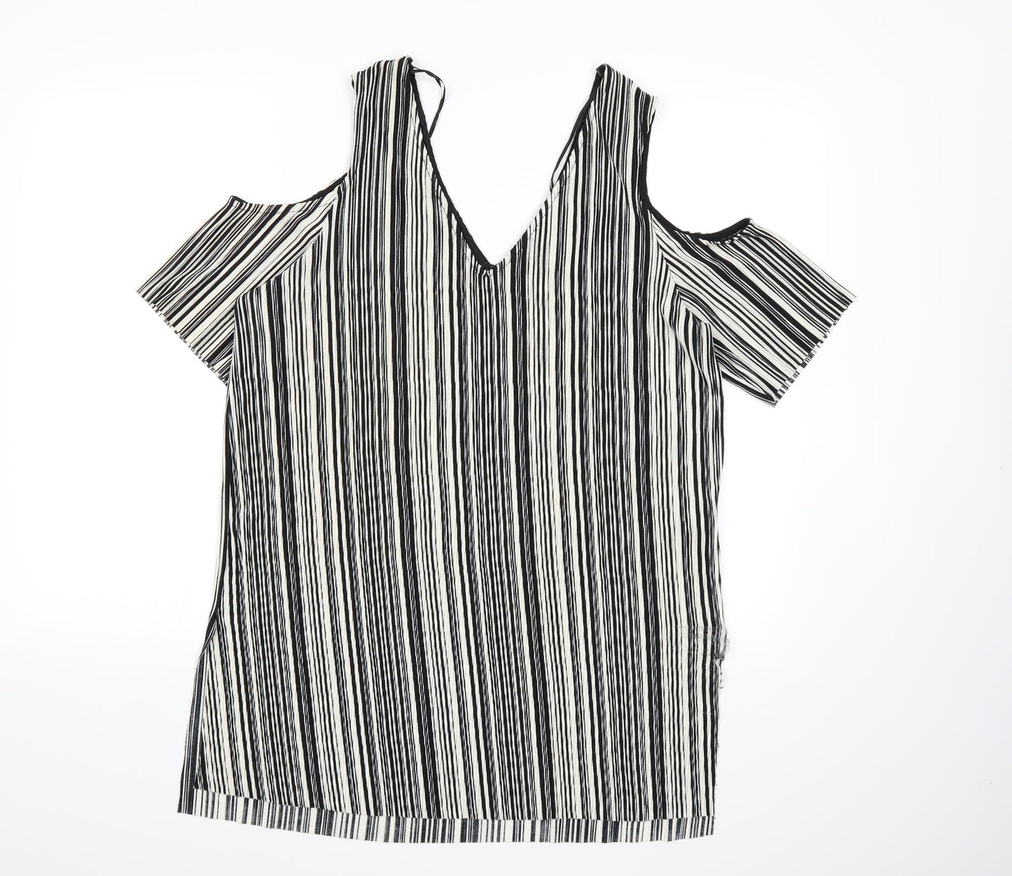 Debenhams Womens White Striped  Basic T-Shirt Size 18