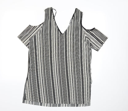 Debenhams Womens White Striped  Basic T-Shirt Size 18
