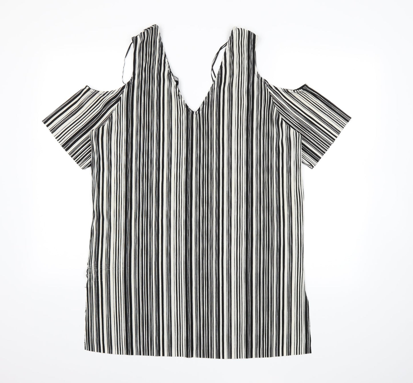 Debenhams Womens White Striped  Basic T-Shirt Size 18