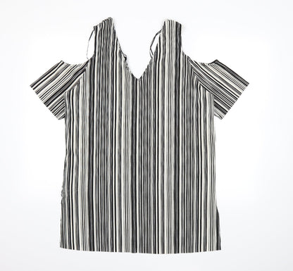 Debenhams Womens White Striped  Basic T-Shirt Size 18
