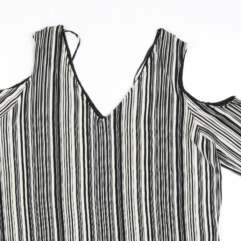 Debenhams Womens White Striped  Basic T-Shirt Size 18