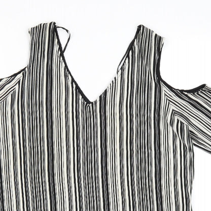 Debenhams Womens White Striped  Basic T-Shirt Size 18