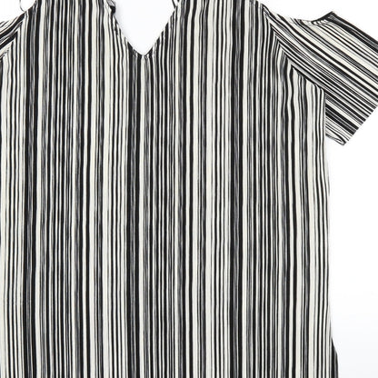 Debenhams Womens White Striped  Basic T-Shirt Size 18