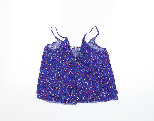 Papaya Womens Blue Floral  Basic Tank Size 10