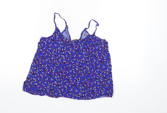 Papaya Womens Blue Floral  Basic Tank Size 10