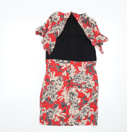 Dorothy Perkins Womens Red Floral  Bodycon  Size 8