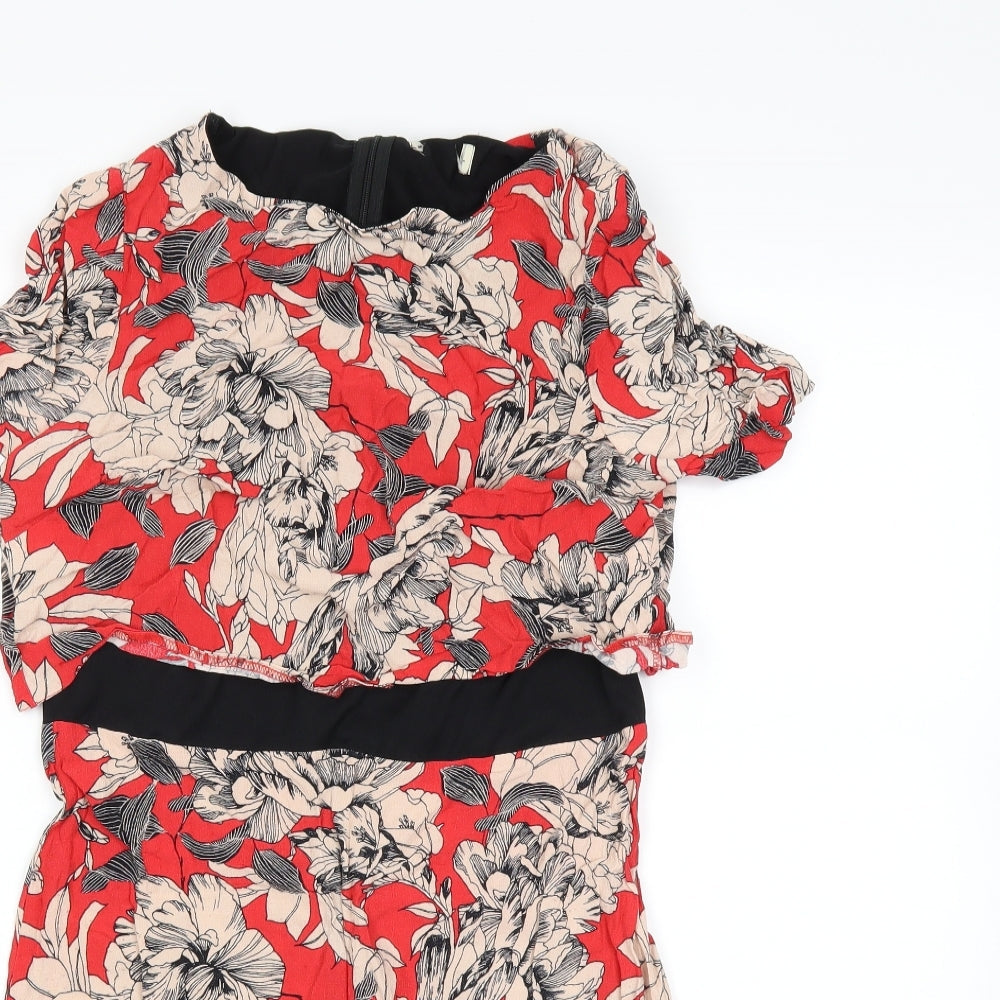 Dorothy Perkins Womens Red Floral  Bodycon  Size 8