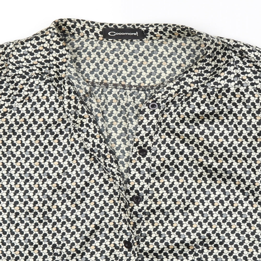 Close-up detail of Cocomore women’s beige geometric basic blouse, size M