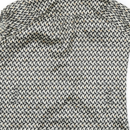 Brand and care label for Cocomore women’s beige geometric basic blouse, size M