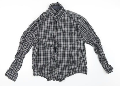 Mens UK Size L Easy Black  Button-Up Long Sleeve Casual Shirt
