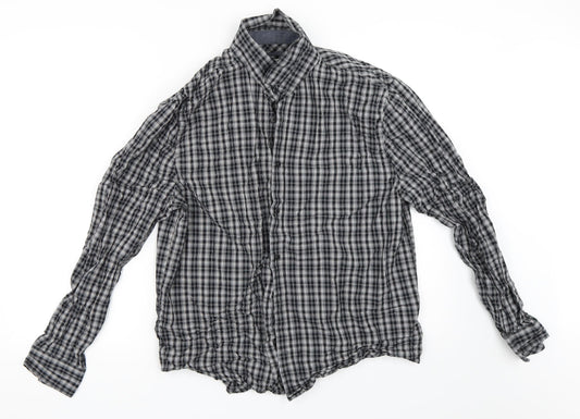 Mens UK Size L Easy Black  Button-Up Long Sleeve Casual Shirt